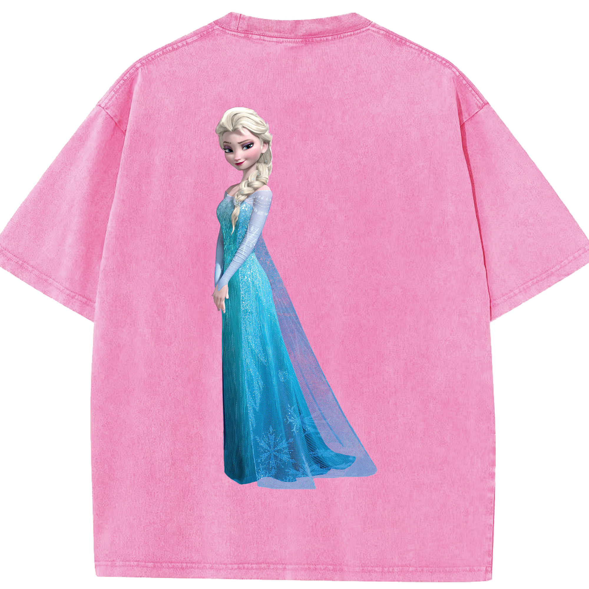 （画像用） アナと雪の女王 アンナ エルサ Frozen Anna Elsa 綿100% ヴィンテージ風 半袖Tシャツ（背面プリント）